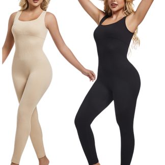 Women Slimming Sleeveless Bodysuit Tank  Jumpsuits Romper for Women Long Legs for Gym, Yoga, Workout