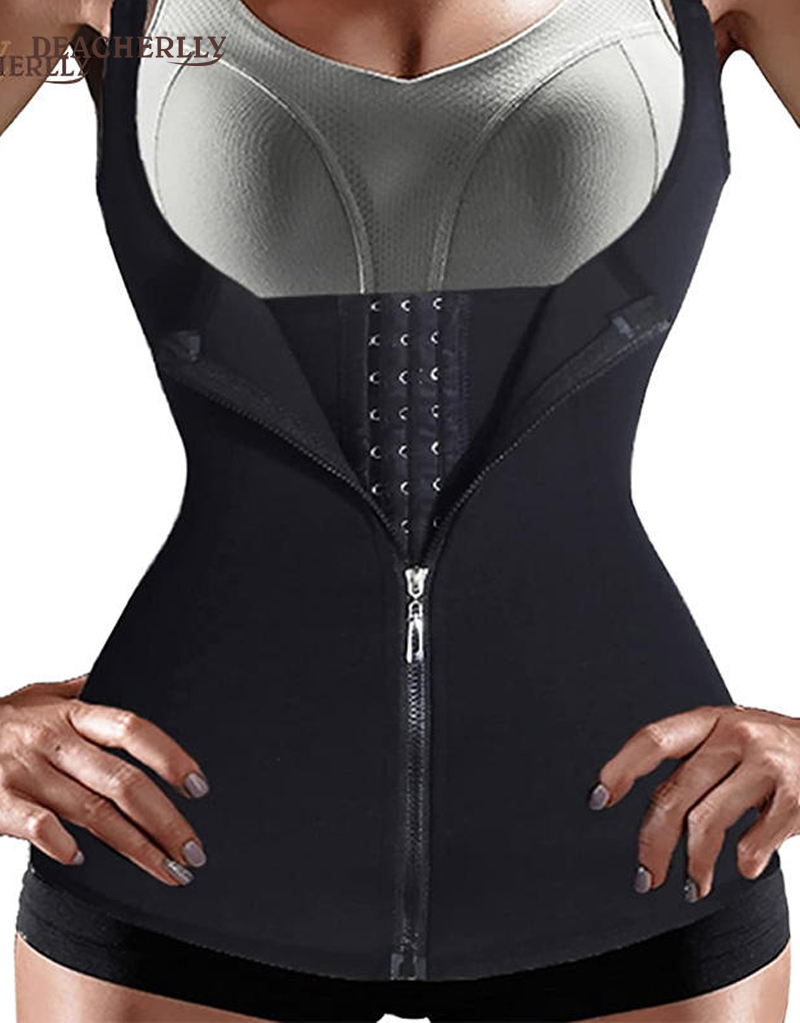 Deacherlly Zip Front Adjustable Hook Waist Trainer Corset