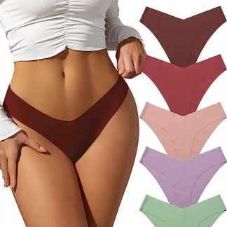 Seamless Thong Underwear for Women Soft Stretch Invisibles No Show Bikini Panties for Women Hipster